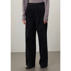 Tibi Wide Leg Stella Pleated High Rise Jeans Black 28